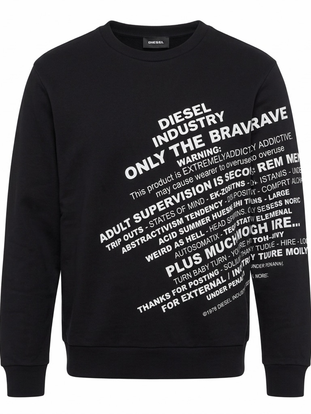 DIESEL Black Graphic Crewneck Sweatshirt - L
